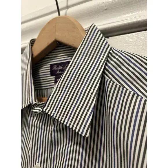 Men’s Ralph Lauren Purple Label Dress Shirt Size 17.5-35 Striped French Cuff